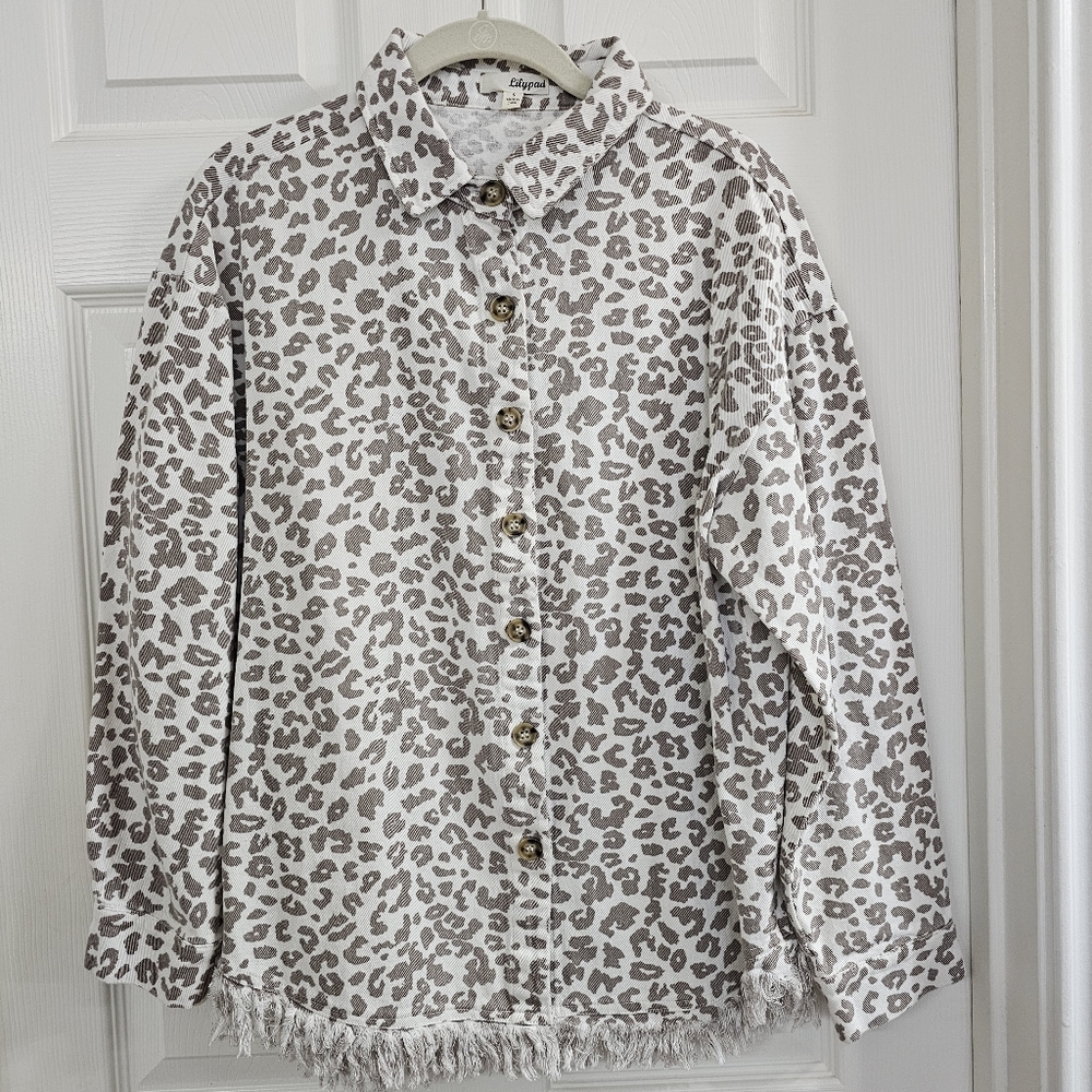 Leopard Print Lightweight Denim Jacket